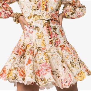 ZIMMERMANN Bonita Floral-Print Linen Mini Dress size S